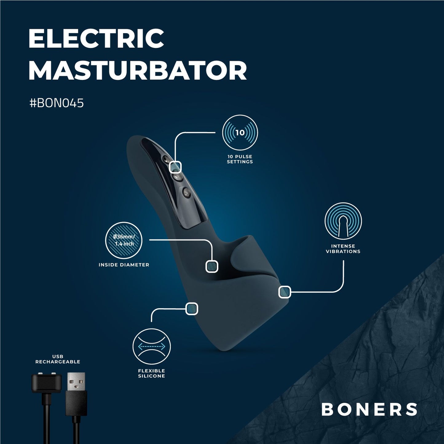 Boners Elektrische Masturbator - Blauw - 11