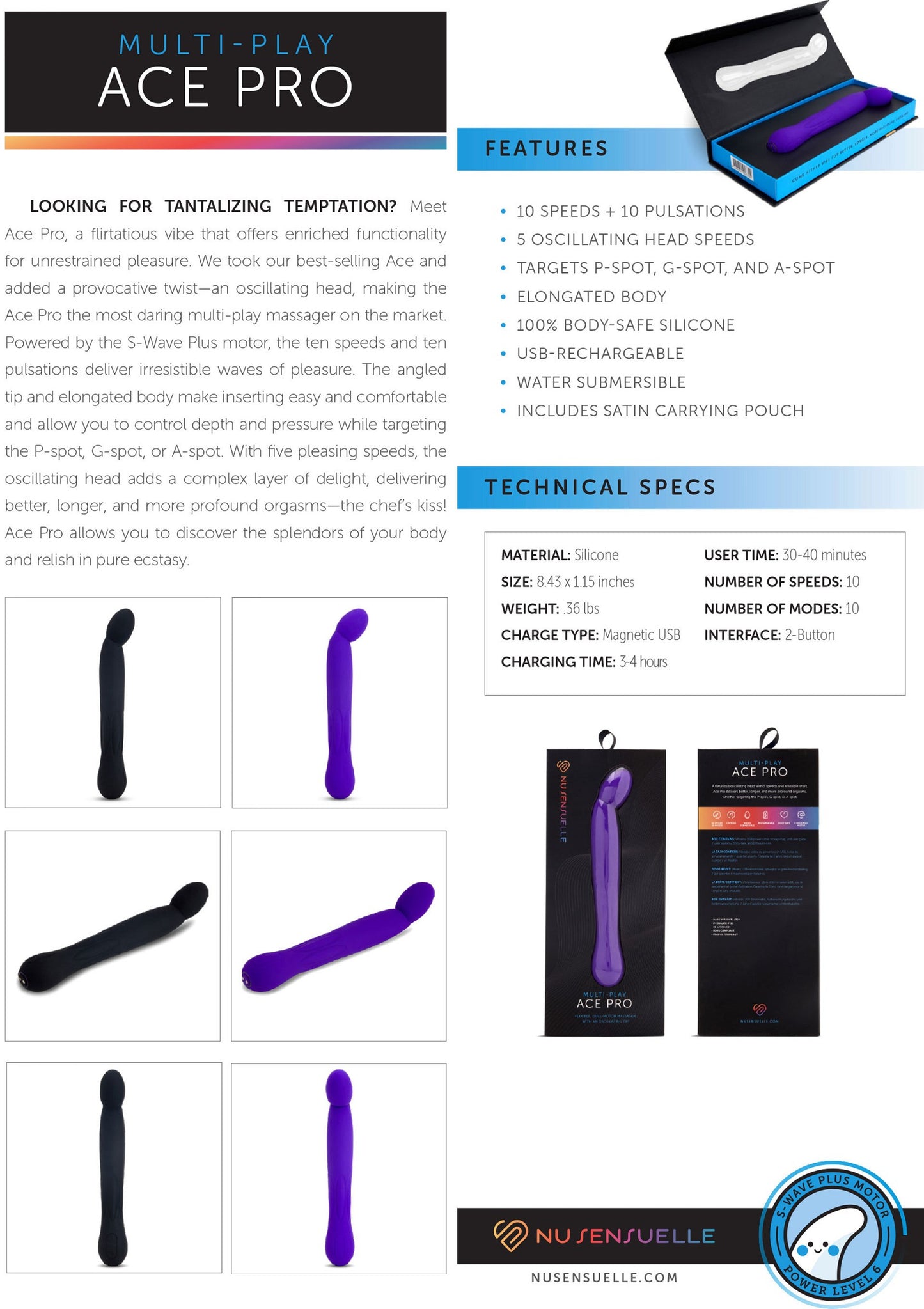 Nu Sensuelle Ace Pro Prostate + G-Spot Vibe BLACK - 5