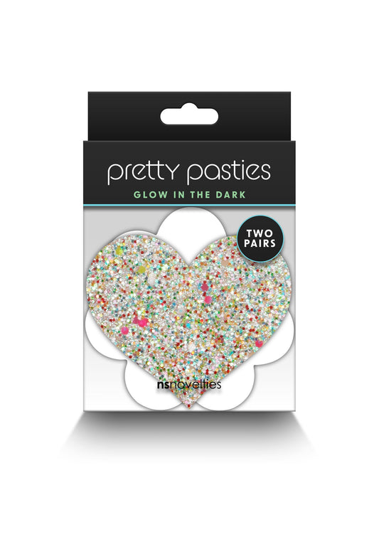NS Novelties Pretty Pasties Heart &amp; Flower Glow 2 Pair