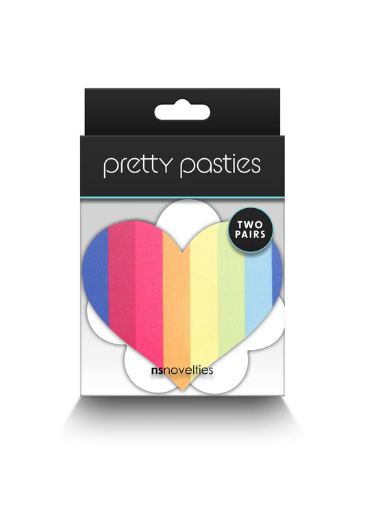 NS Novelties Pretty Pasties Pride Heart &amp; Flower Rainbow 2 Pair