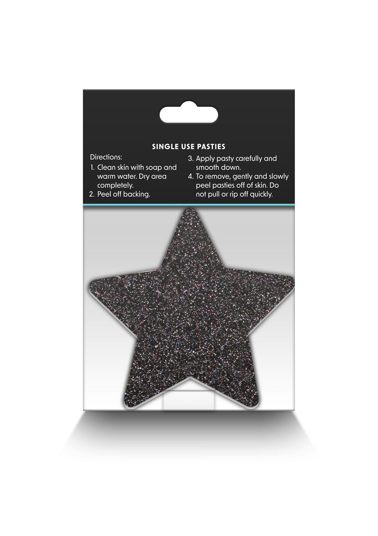 NS Novelties Pretty Pasties Glitter Stars Black/Gold 2 Pair BLACK - 2