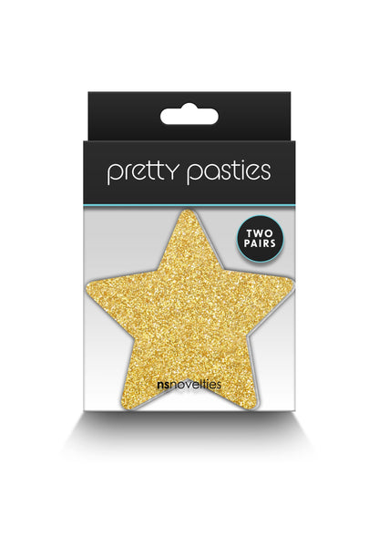 NS Novelties Pretty Pasties Glitter Stars Black/Gold 2 Pair BLACK - 0
