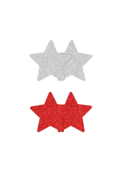 NS Novelties Pretty Pasties Glitter Stars Black/Gold 2 Pair RED - 0