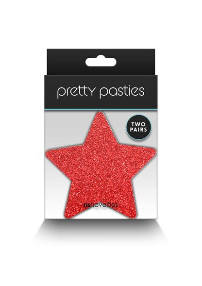 NS Novelties Pretty Pasties Glitter Stars Black/Gold 2 Pair RED - 2