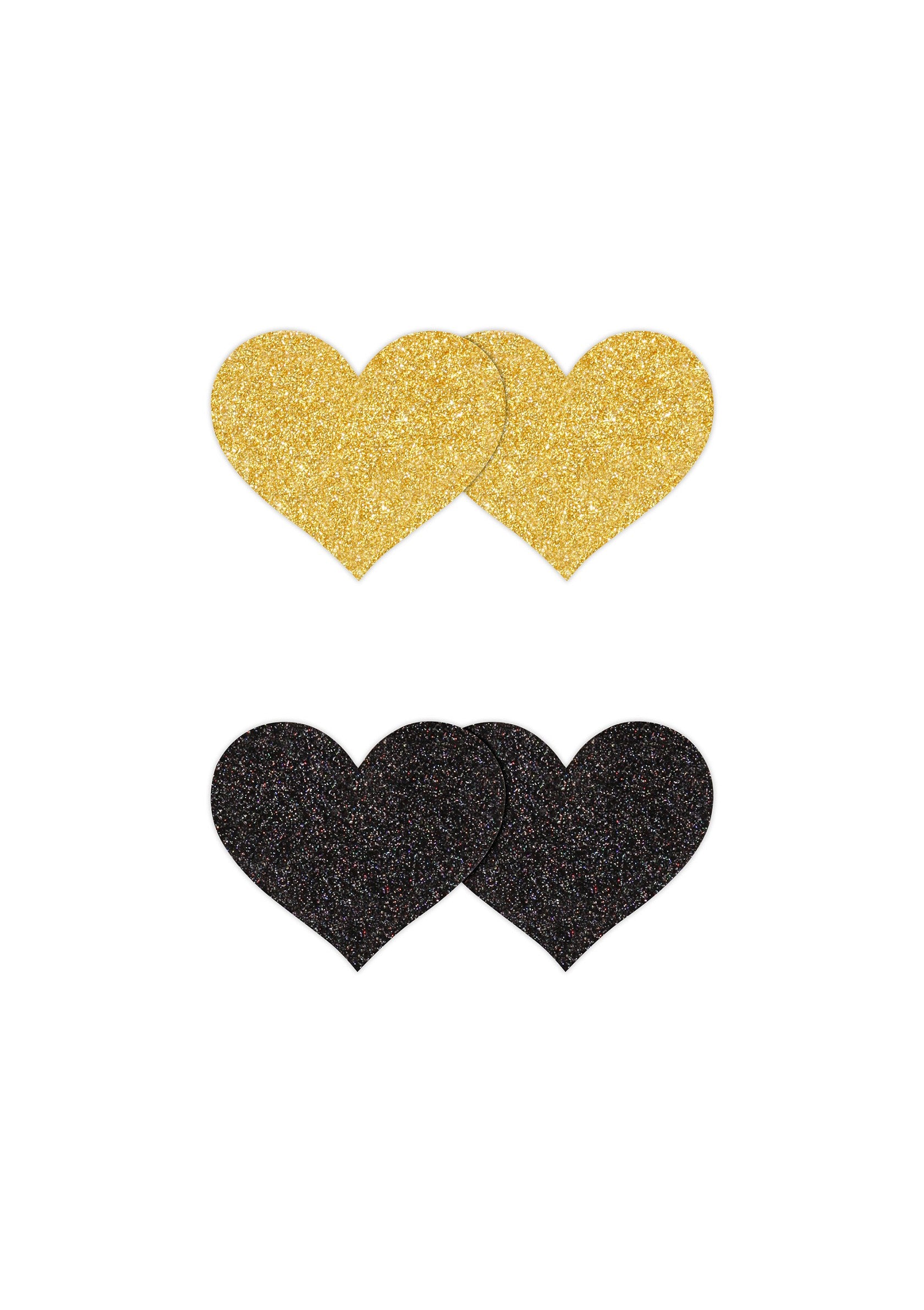 NS Novelties Pretty Pasties Glitter Hearts Black/Gold 2 Pair BLACK - 2