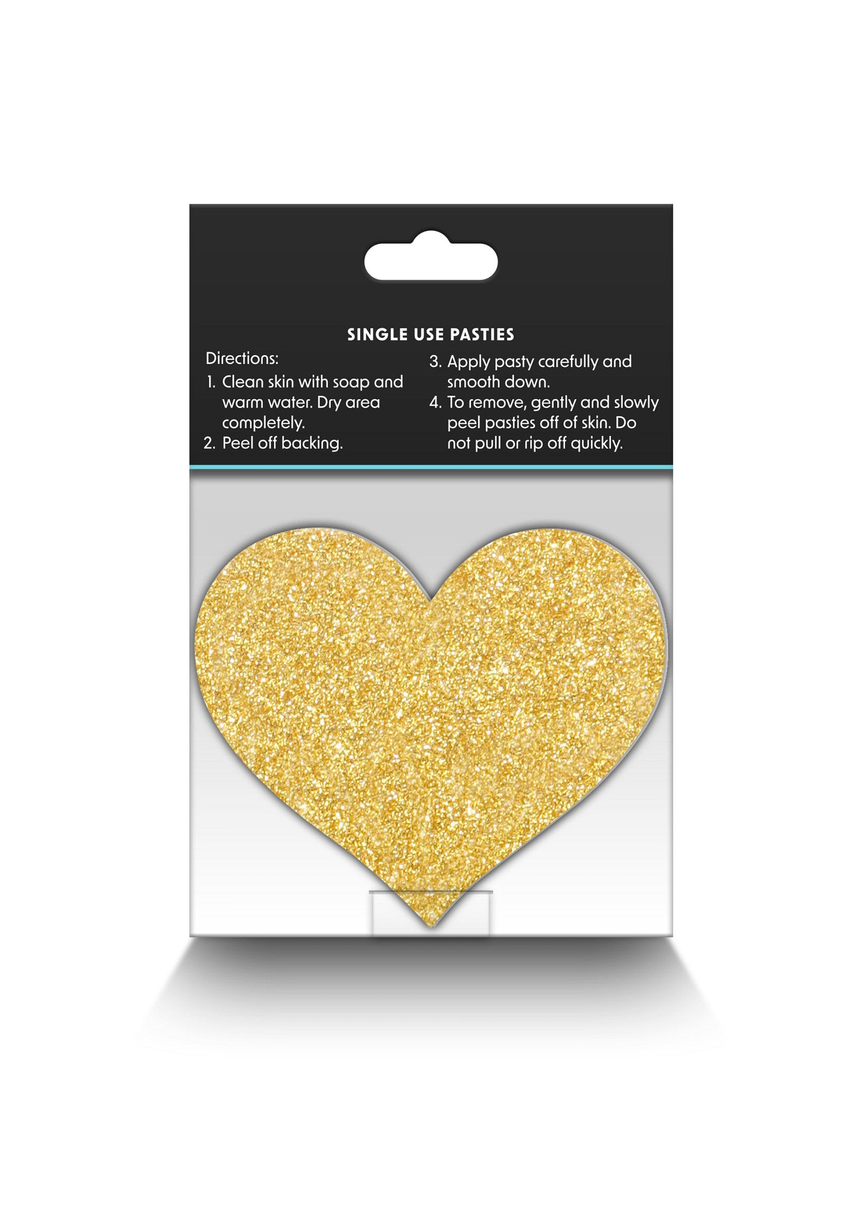 NS Novelties Pretty Pasties Glitter Hearts Black/Gold 2 Pair BLACK - 1