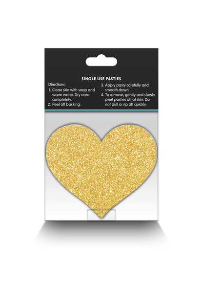 NS Novelties Pretty Pasties Glitter Hearts Black/Gold 2 Pair BLACK - 1