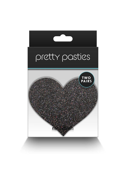 NS Novelties Pretty Pasties Glitter Hearts Black/Gold 2 Pair BLACK - 0