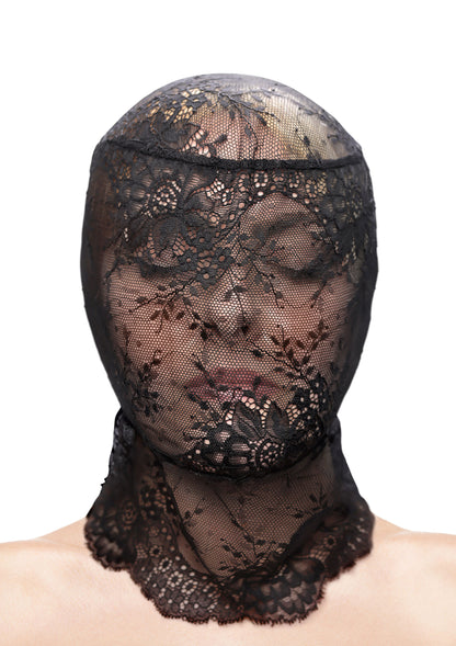NS Novelties Fetish & Fashion Lace Hood BLACK - 1