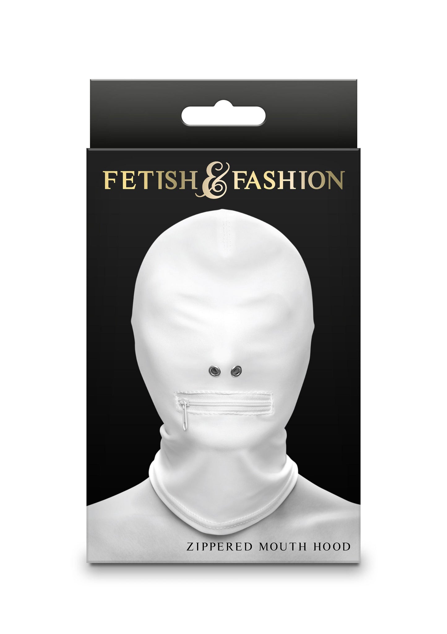 NS Novelties Fetish & Fashion Zippered Mouth Hood WHITE - 0