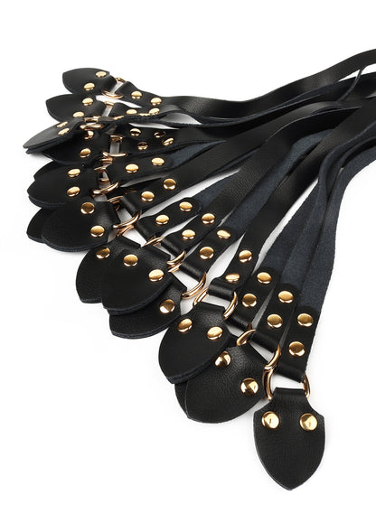 Leather Cat-o-Nine Whip BLACK - 2