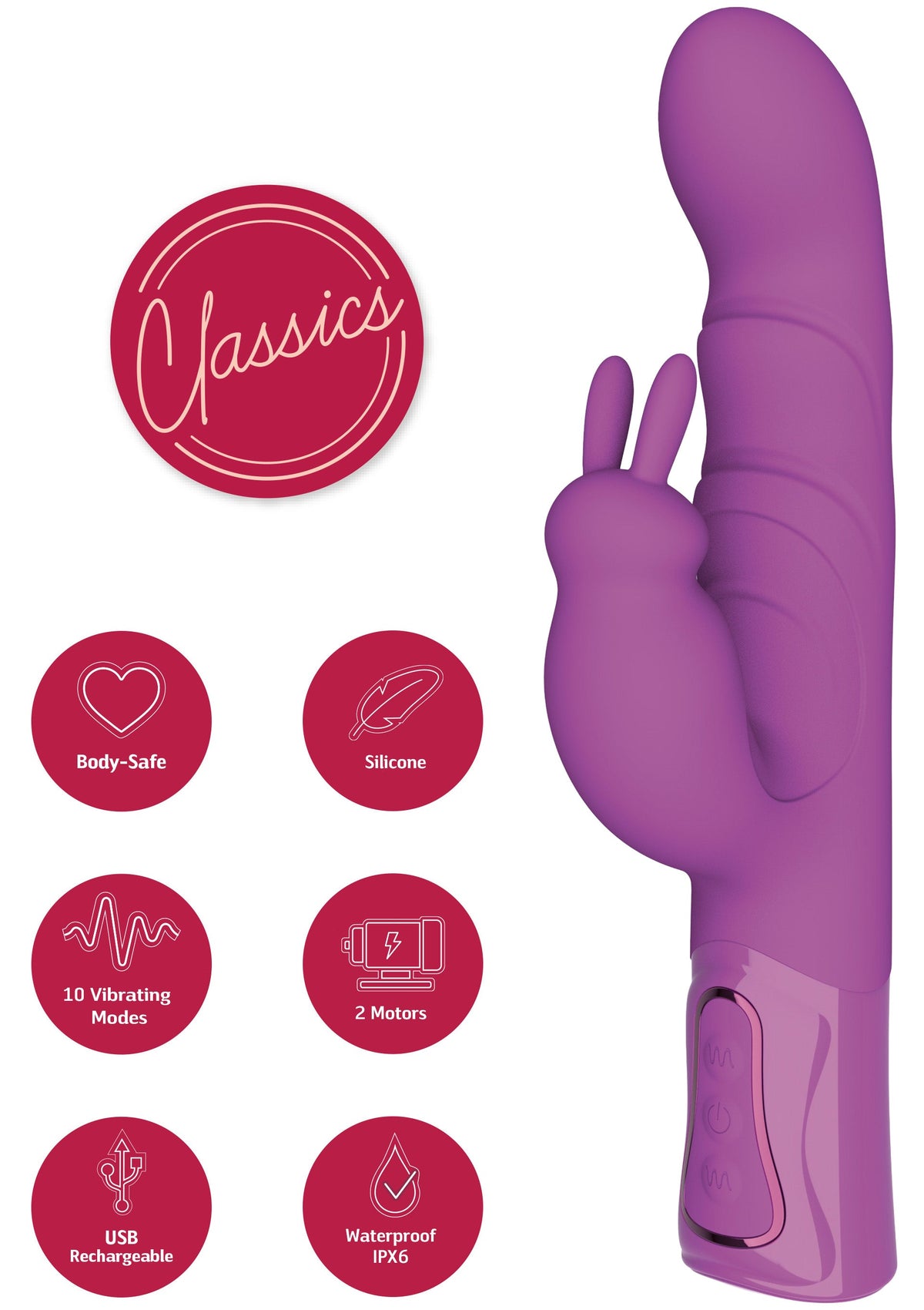 Vibrating G-Spot Thick Rabbit Vibrator PURPLE - 6
