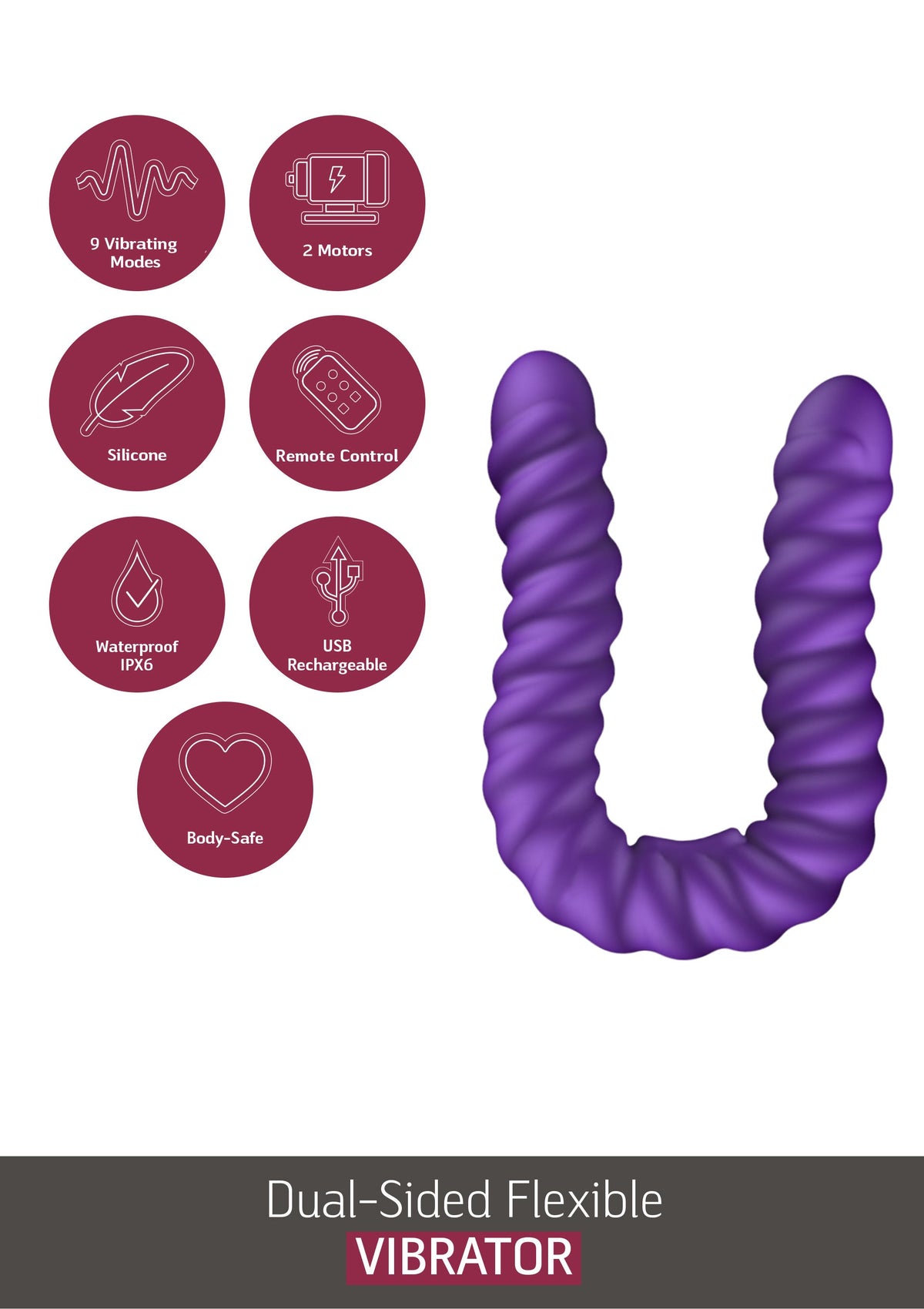 Dual-Sided Flexible Vibrator PURPLE - 1