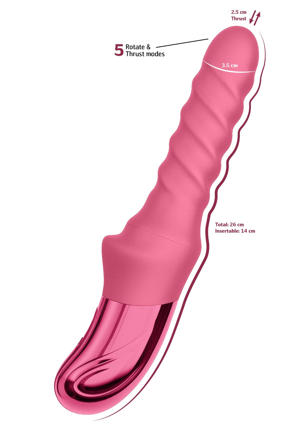 Swirl Ribbed Massaging Vibrator PINK - 2