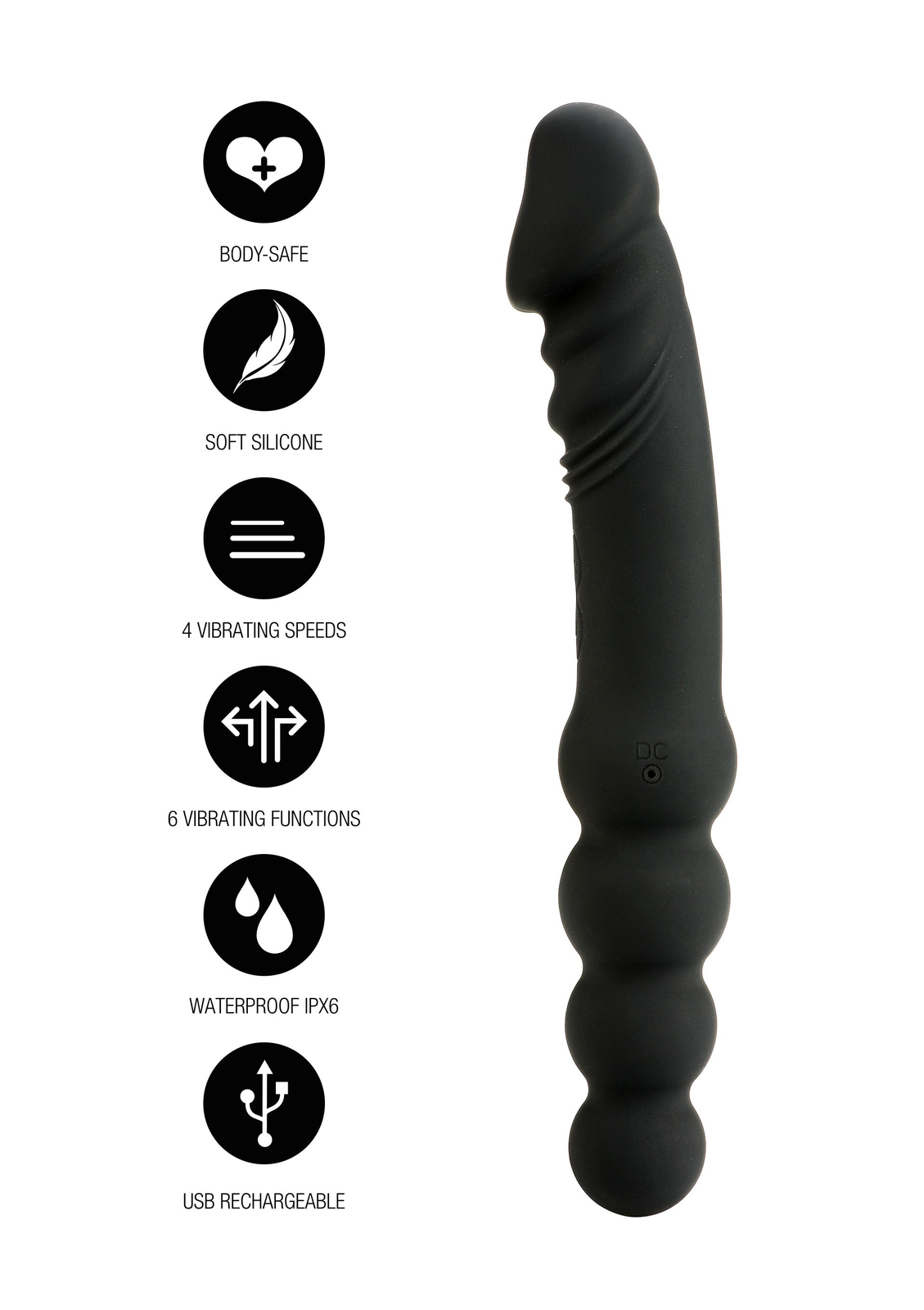 Dual Sided Anal Vibrator BLACK - 6