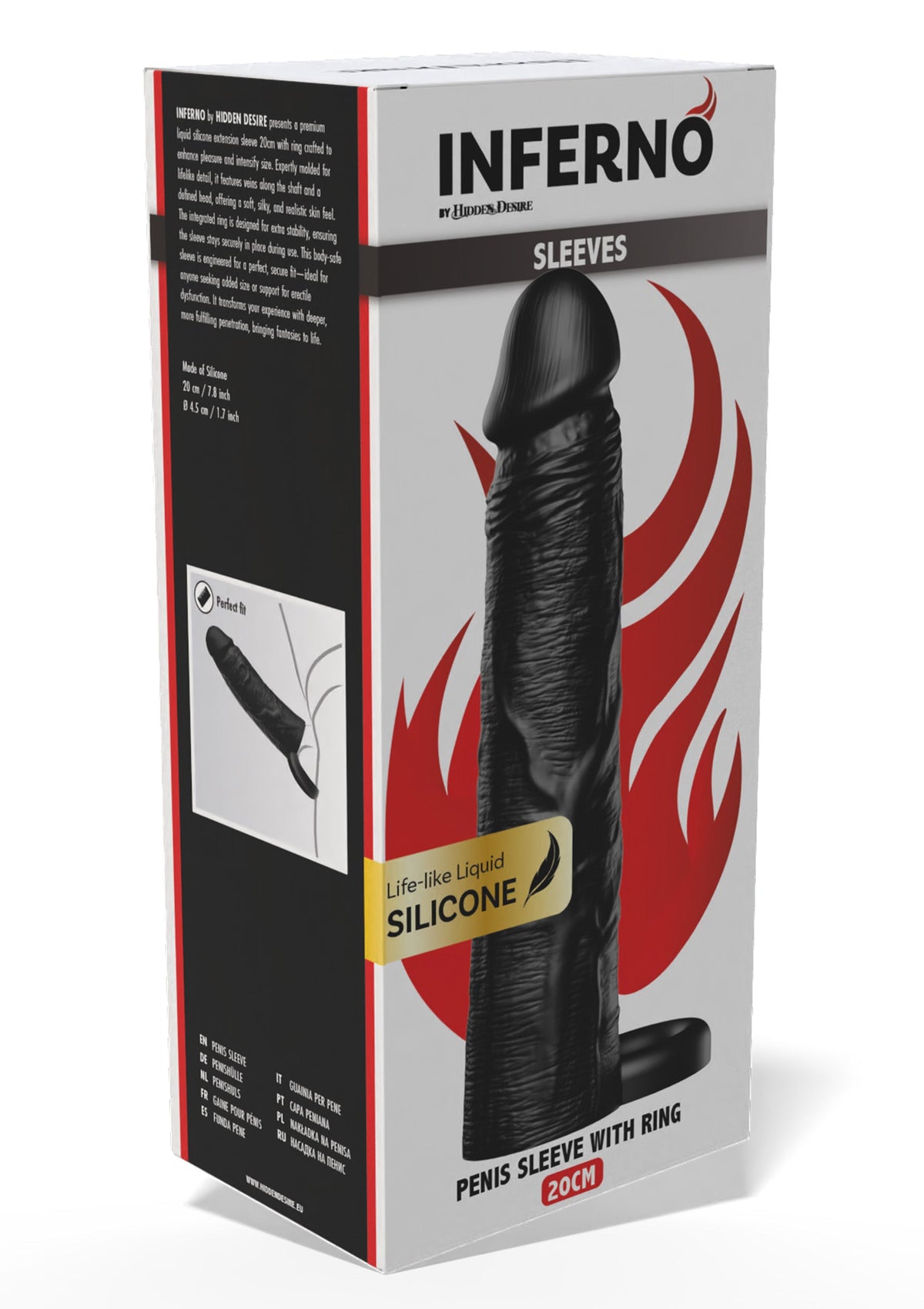 Penis Sleeve Liquid Silicone Ring 20 cm BLACK - 2