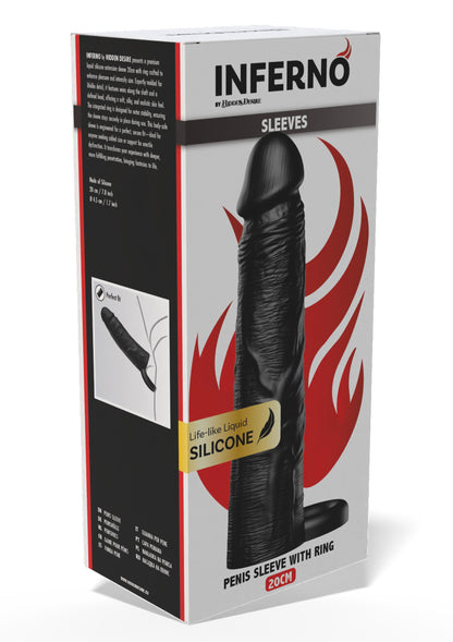 Penis Sleeve Liquid Silicone Ring 20 cm BLACK - 2