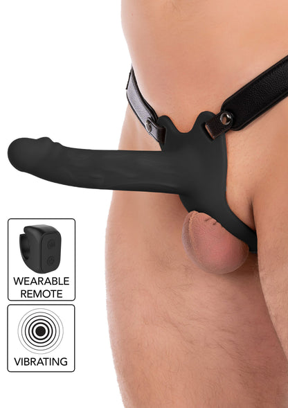 Hollow Penis Strapon Vibrating 20cm BLACK - 0