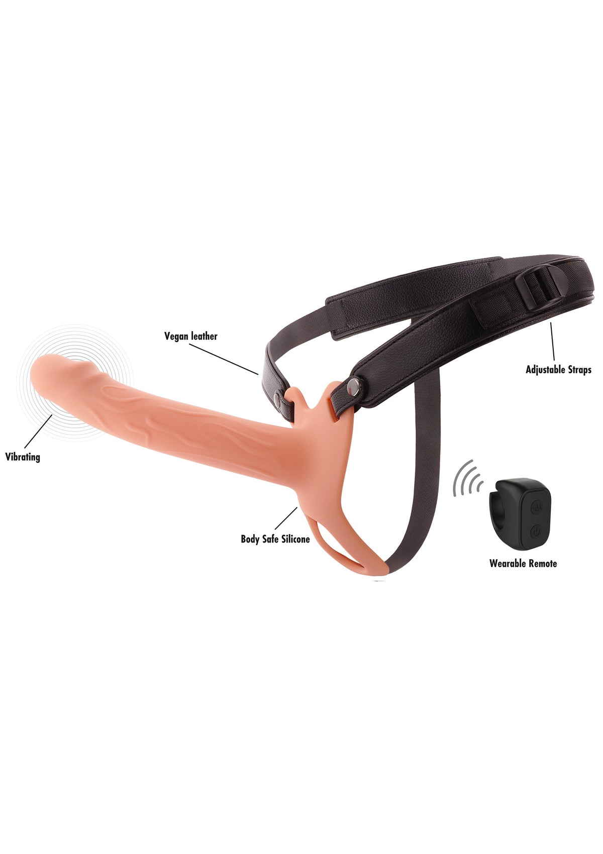 Hollow Penis Strapon Vibrating 20cm SKIN - 8