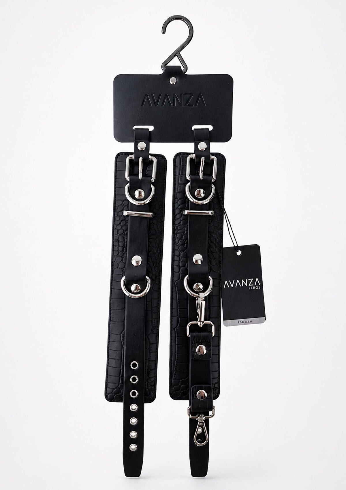 Croc-Embossed Wrist Cuffs BLACK - 1