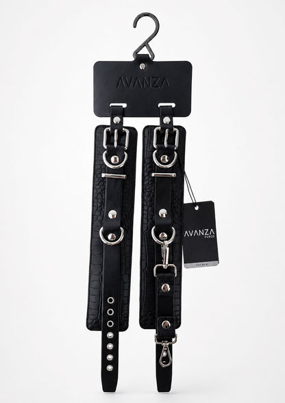 Croc-Embossed Wrist Cuffs BLACK - 1