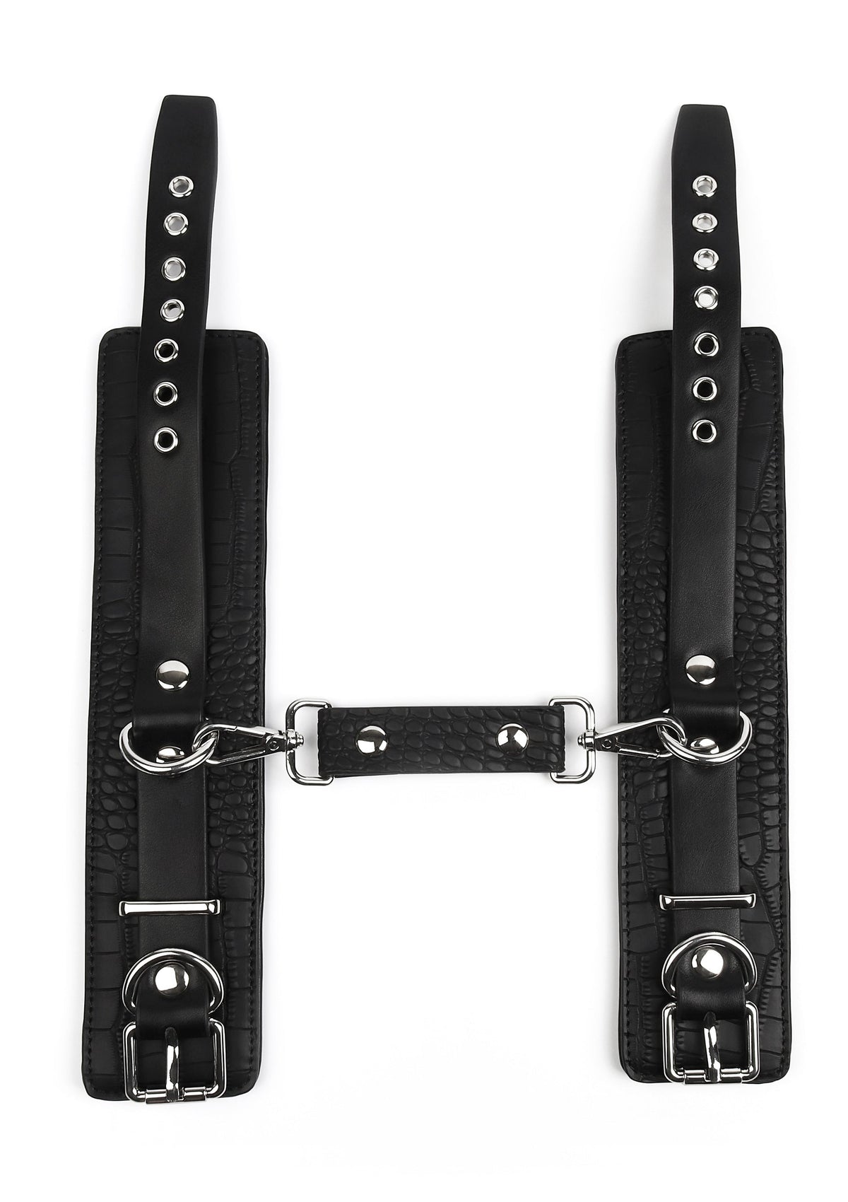 Croc-Embossed Wrist Cuffs BLACK - 2