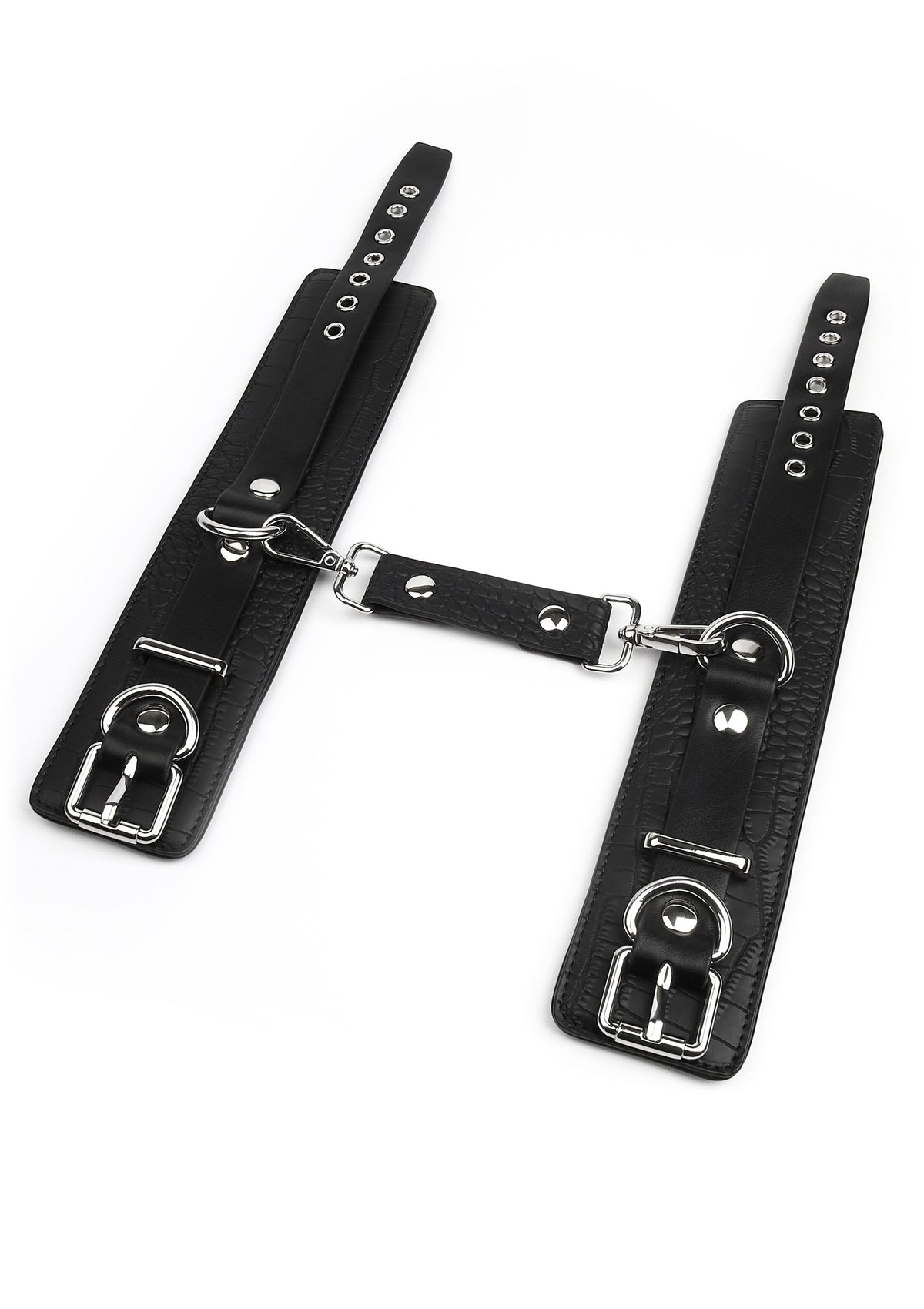 Croc-Embossed Wrist Cuffs BLACK - 3