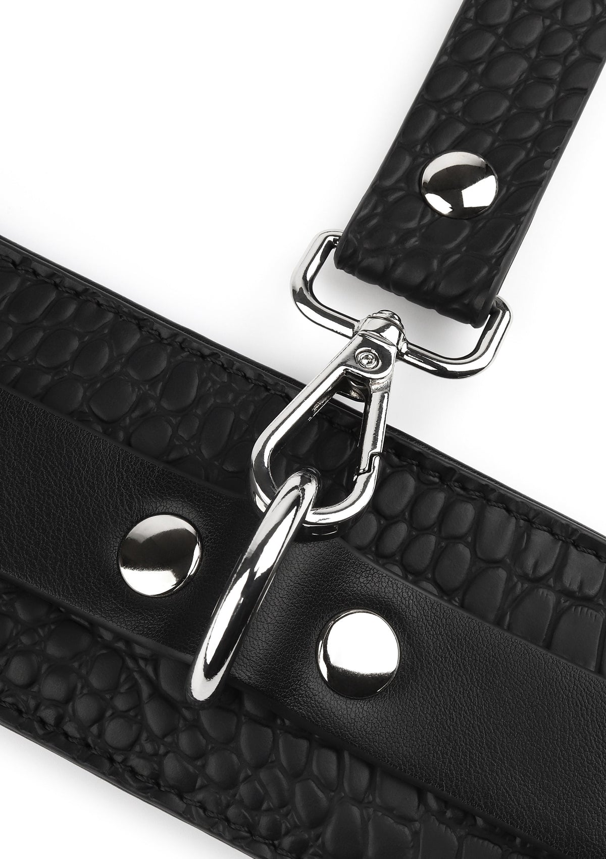Croc-Embossed Wrist Cuffs BLACK - 4