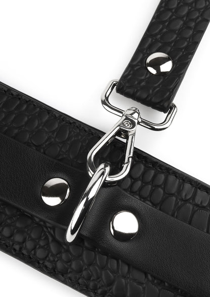 Croc-Embossed Wrist Cuffs BLACK - 4