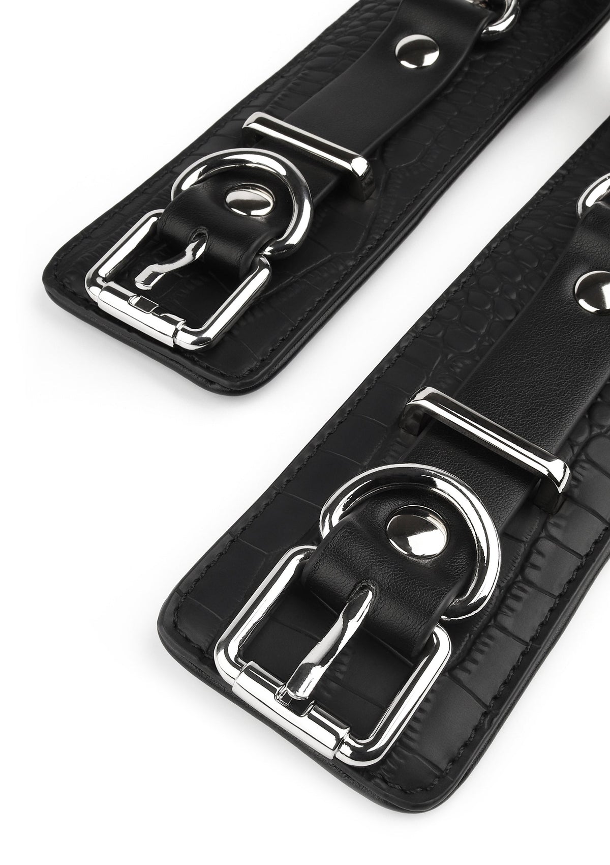 Croc-Embossed Wrist Cuffs BLACK - 5