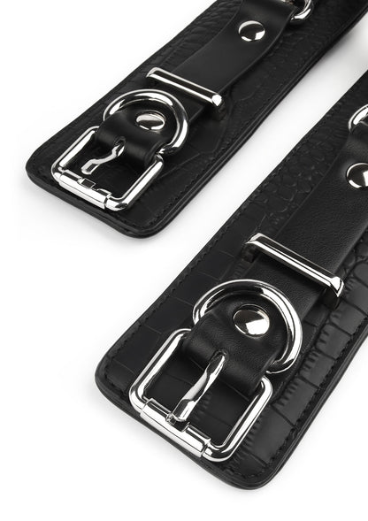 Croc-Embossed Wrist Cuffs BLACK - 5