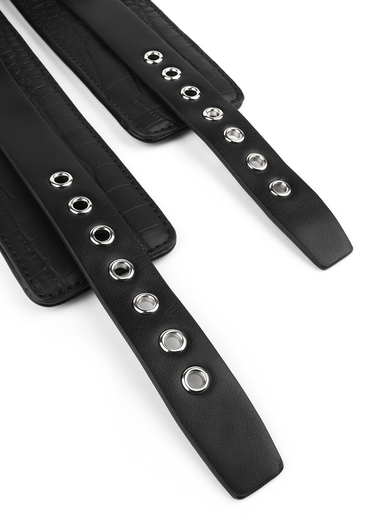 Croc-Embossed Wrist Cuffs BLACK - 6