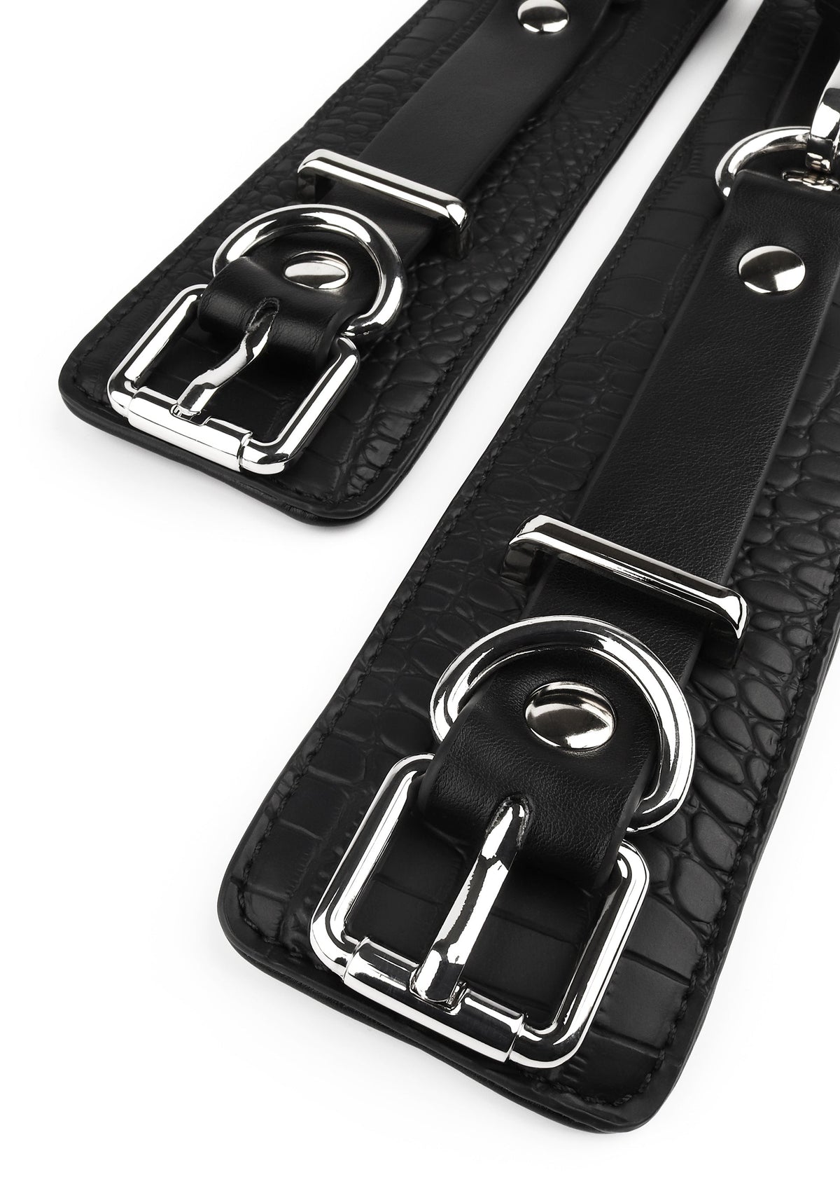 Croc-Embossed Ankle Cuffs BLACK - 5