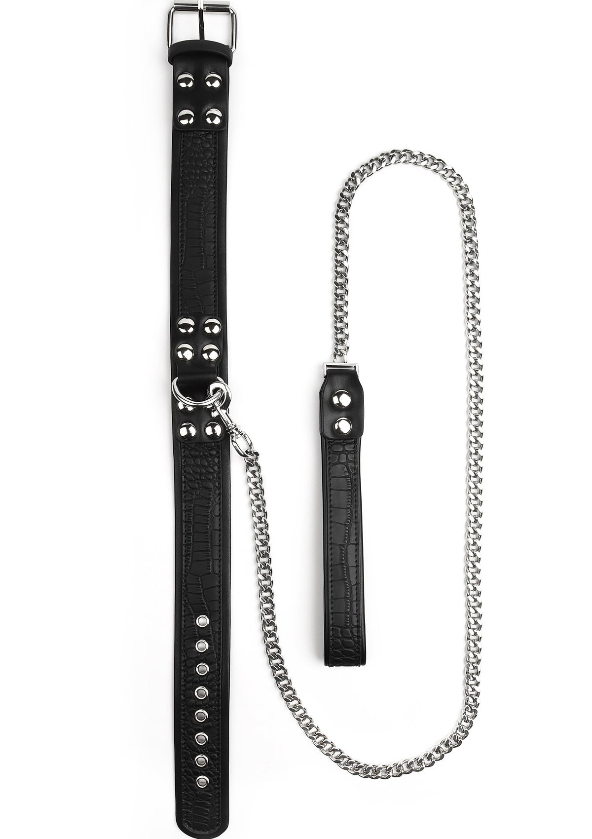 Croc-Embossed Collar & Leash BLACK - 2