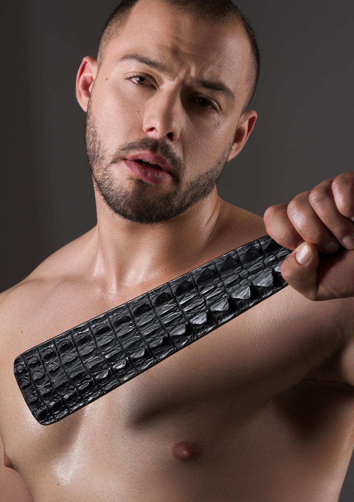 Croc-Embossed Paddle BLACK - 0