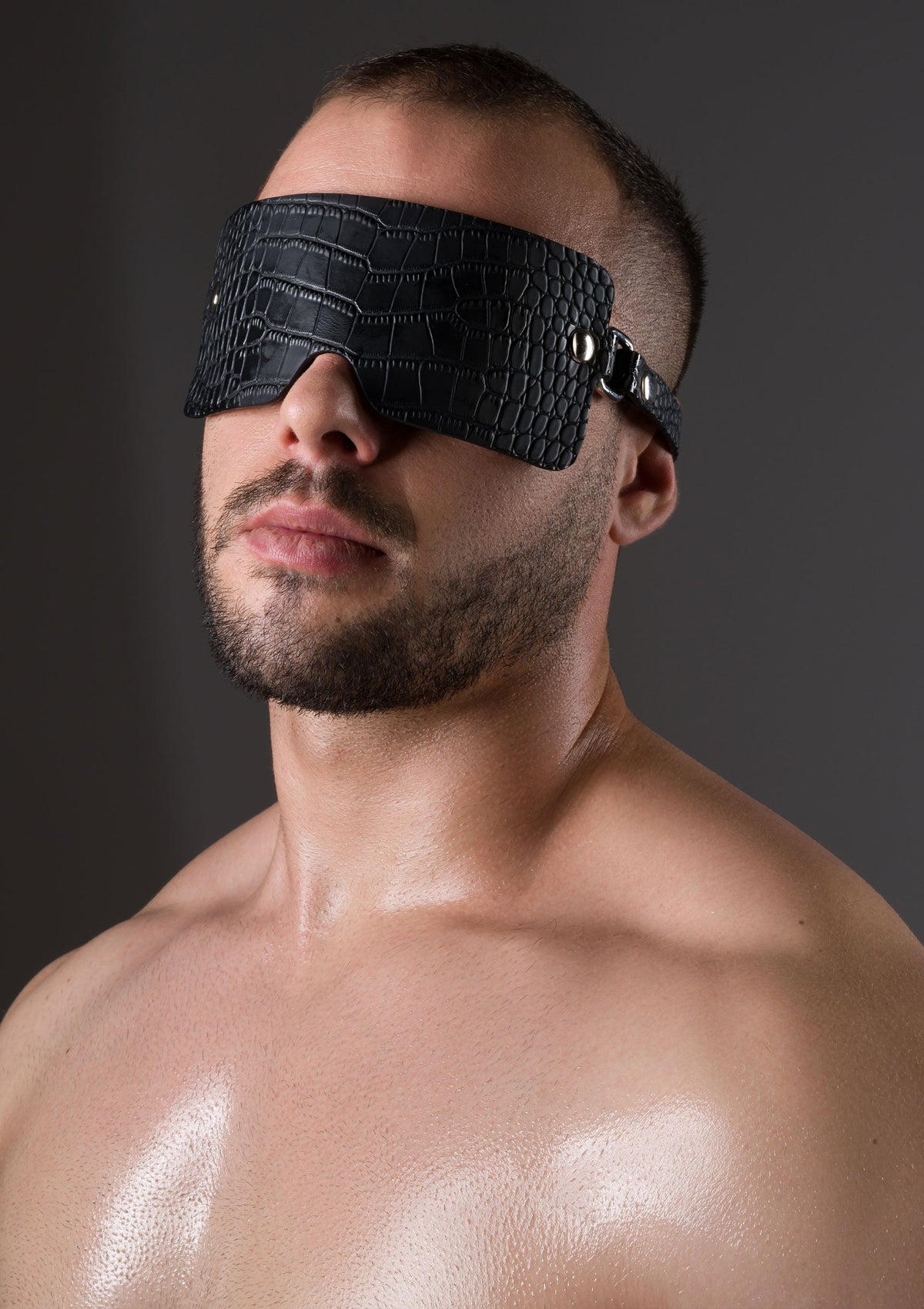 Croc-Embossed Blindfold BLACK - 0