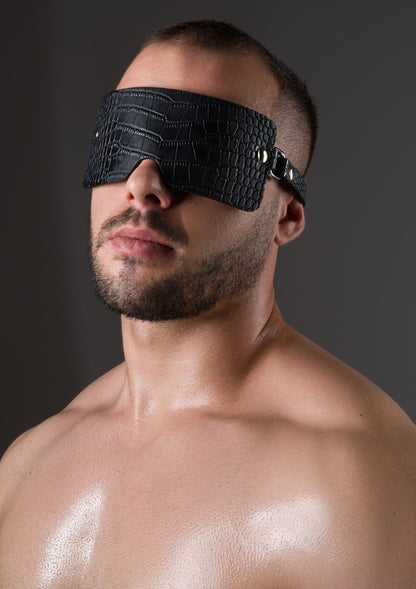 Croc-Embossed Blindfold BLACK - 0