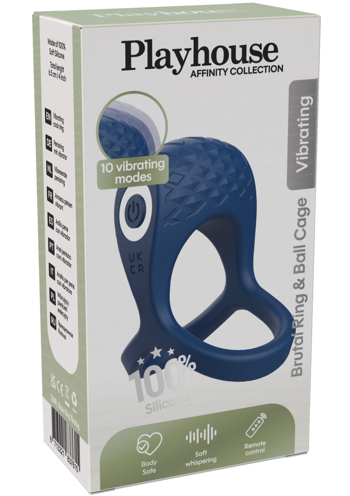 Brutal Ring & Ball Cage Vibrating + Remote BLUE - 1