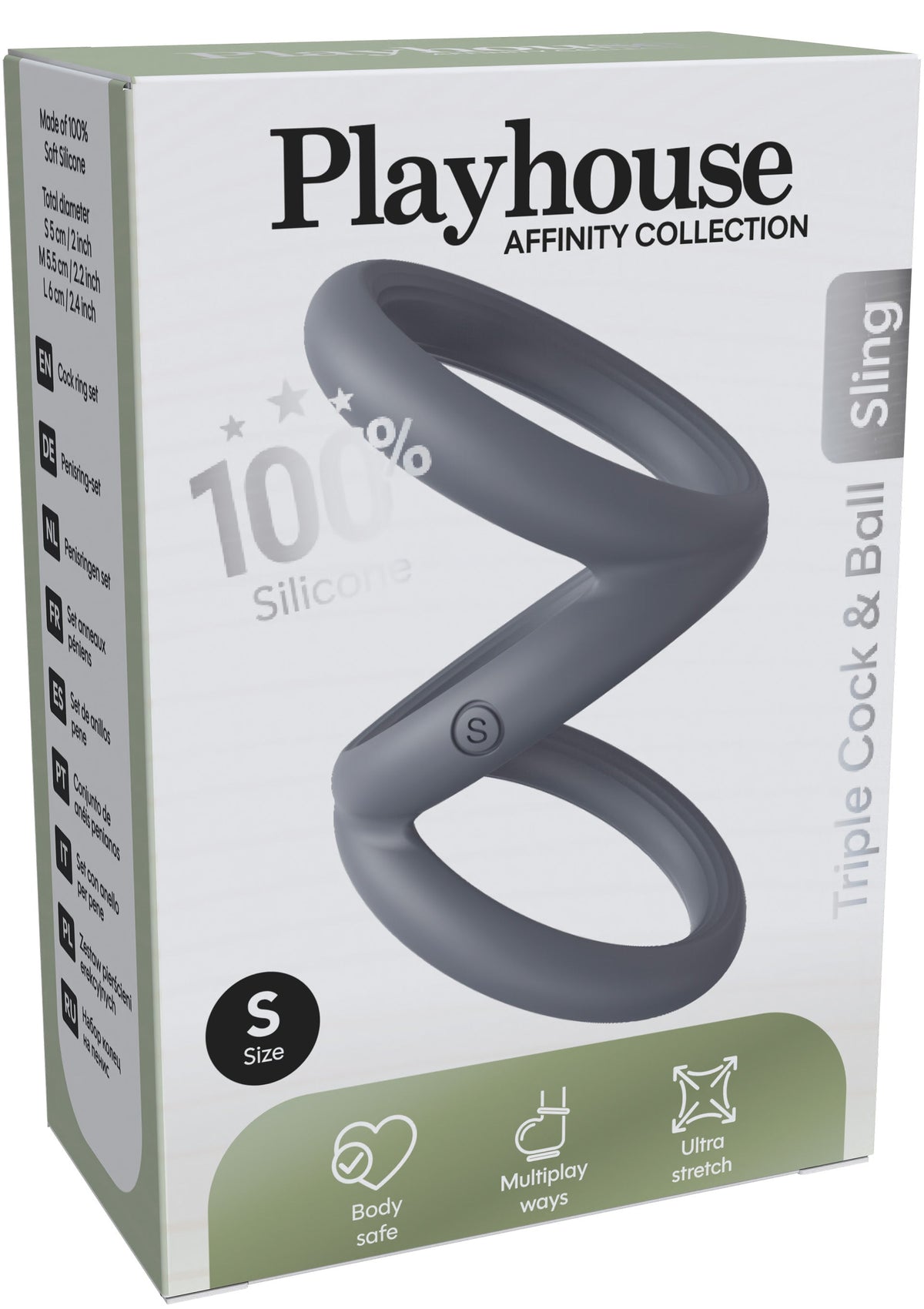 Triple Cock & Ball Sling Small GREY - 0