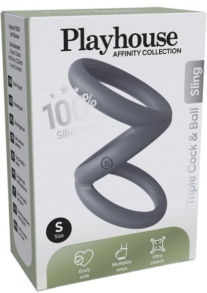 Triple Cock & Ball Sling Small GREY - 0