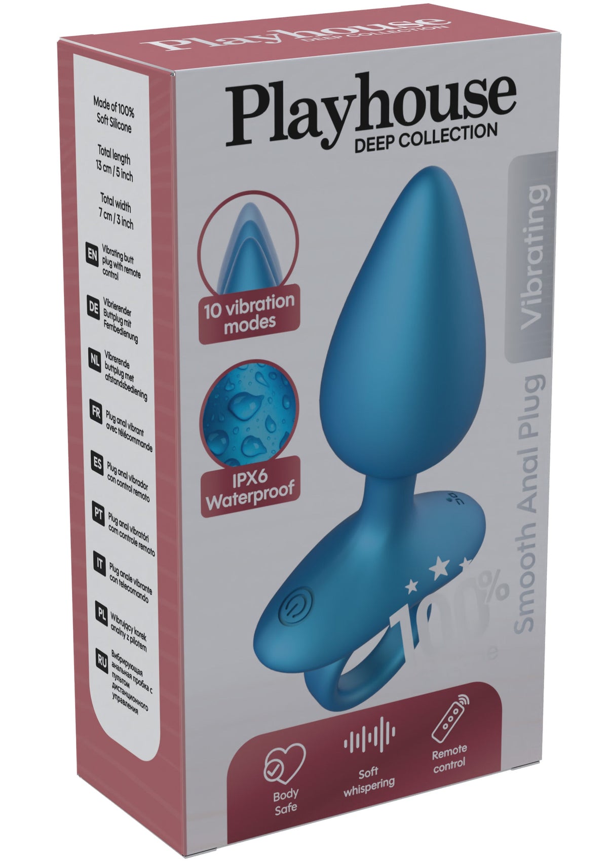 Smooth Anal Plug Vibrating + Remote BLUE - 1