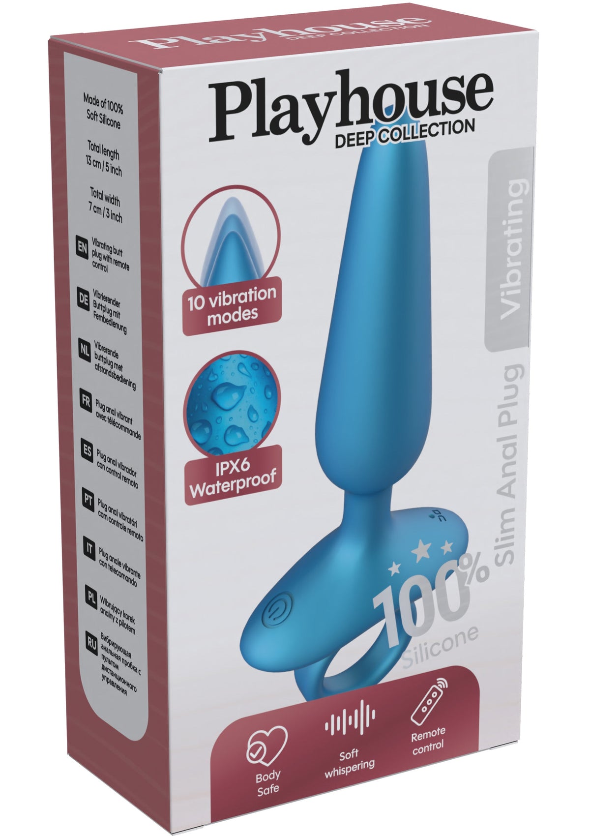 Slim Anal Plug Vibrating + Remote BLUE - 1