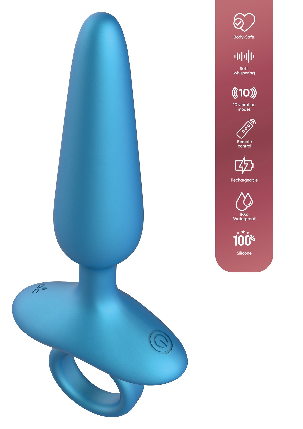 Slim Anal Plug Vibrating + Remote BLUE - 7