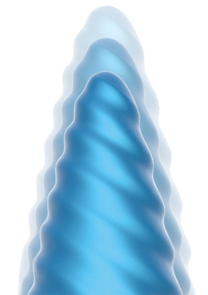 Ribbed Anal Plug Vibrating + Remote BLUE - 5