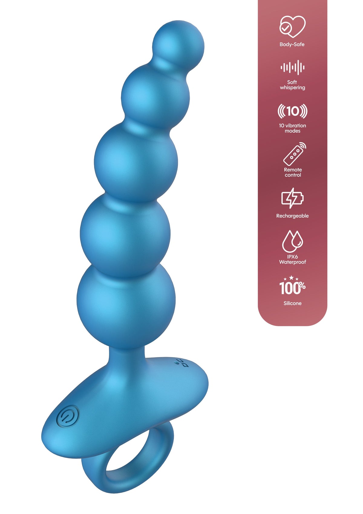 5 Balls Anal Plug Vibrating + Remote BLUE - 7