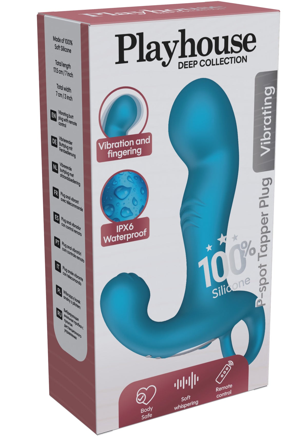 P-spot Tapper Plug Vibrating + Remote BLUE - 0