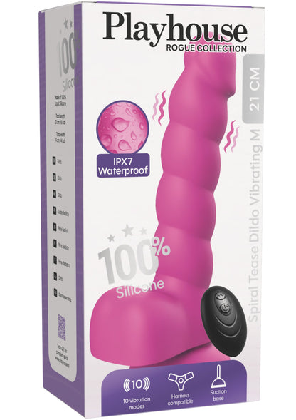 Spiral Tease Vibrating Dildo Silicone M PINK - 1