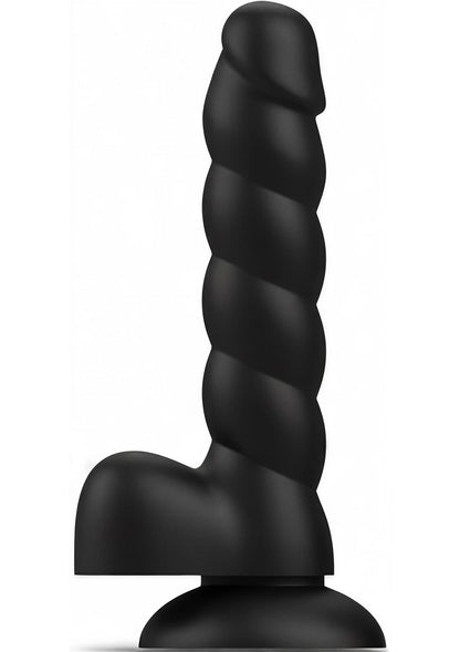 Spiral Tease Vibrating Dildo Silicone XL BLACK - 2