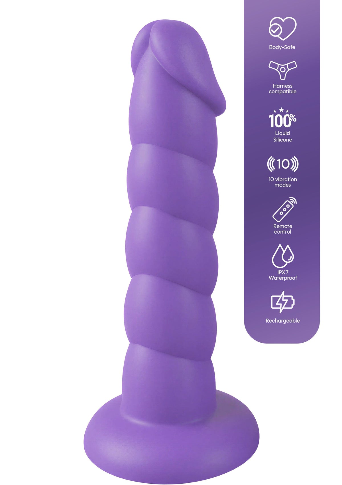 Spiral Tease Vibrating Dong Silicone L PURPLE - 6