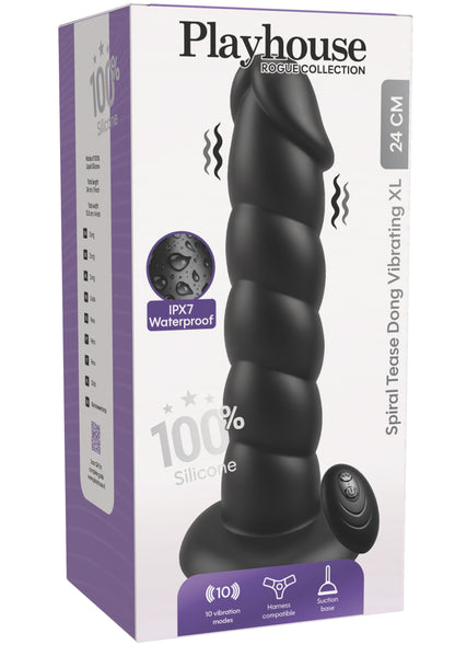 Spiral Tease Vibrating Dong Silicone XL BLACK - 1